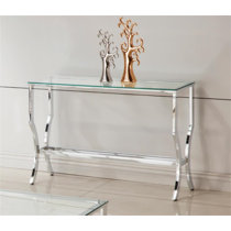 Glass and deals chrome console tables